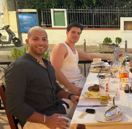 Johan Sandnes while enjoying alcoholic beverages with his friend