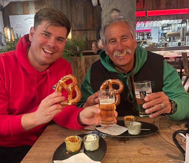John Beam while enjoying beer with his friends