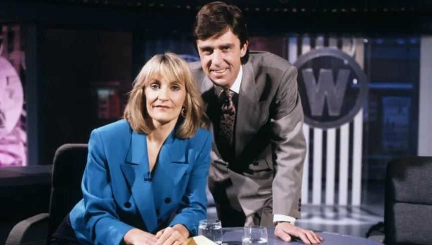 John Stapleton with his wife on the set of show "Watchdog"