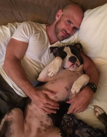 Johnny Sins with his dog
