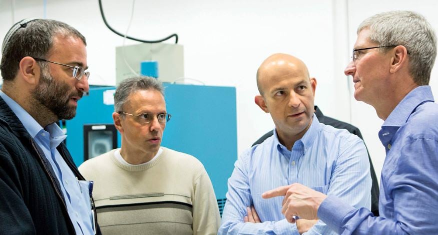 Johny Srouji (second from left) with Tim Cook (extreme right)