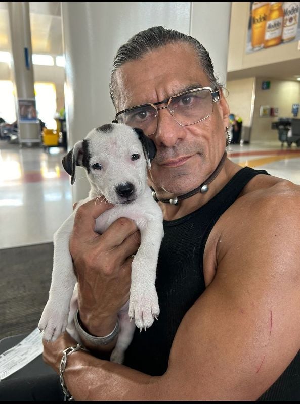 Jonathan Joss with one of his pet dogs