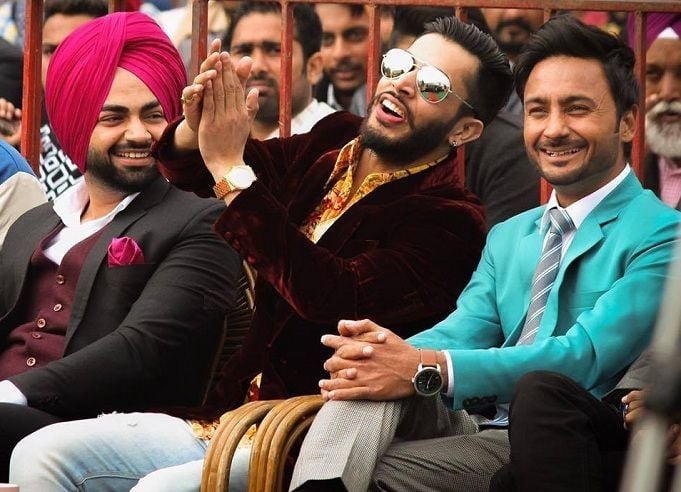 Jordan Sandhu with Gitaz Bindrakhia and Bunty Bains