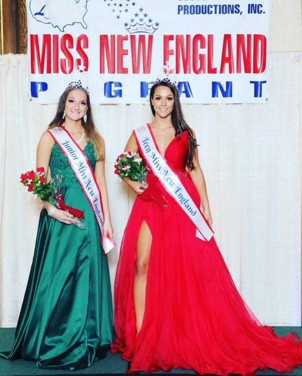 Jordon Hudson (right) after being crowned Teen Miss New England 2020