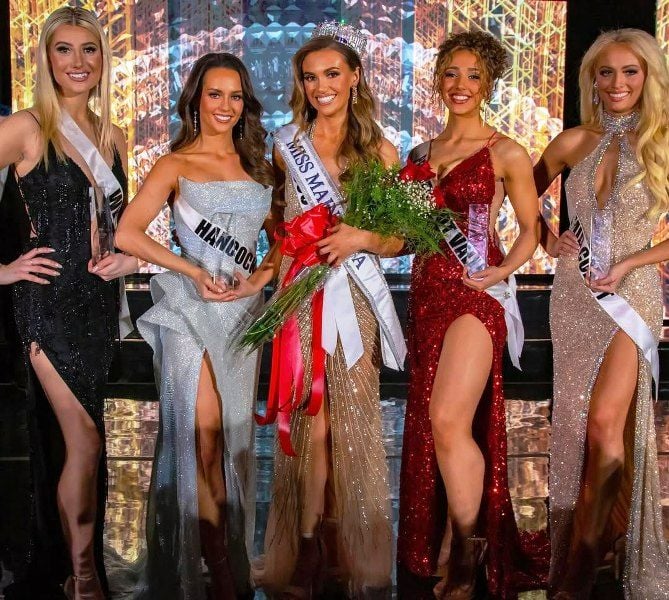 Jordon Hudson (second from the left) after being announced as the first runner-up at the 2024 Miss Maine USA