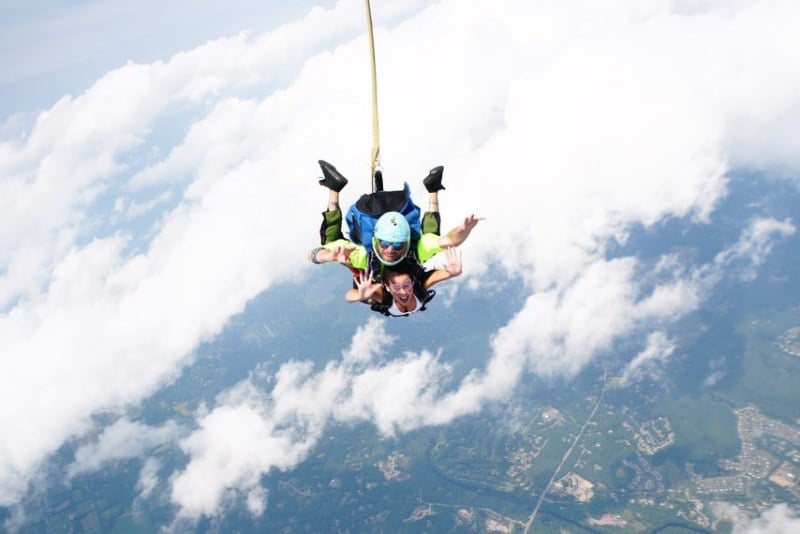 Jordon Hudson while skydiving