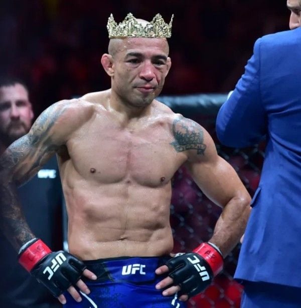 Jose Aldo after winning the fight against Jonathan Martinez in his UFC comeback