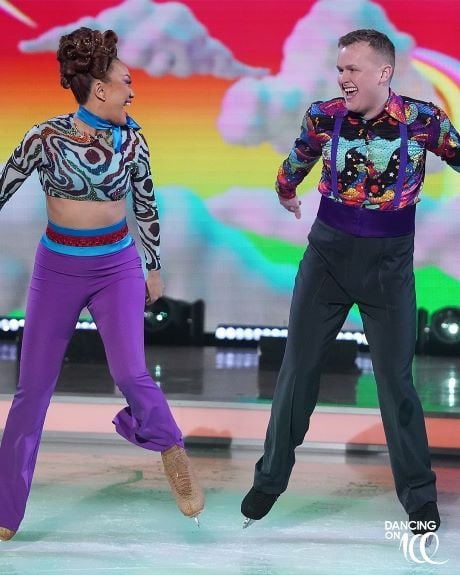 Josh Jones with Tippy Packard on the television show Dancing on Ice