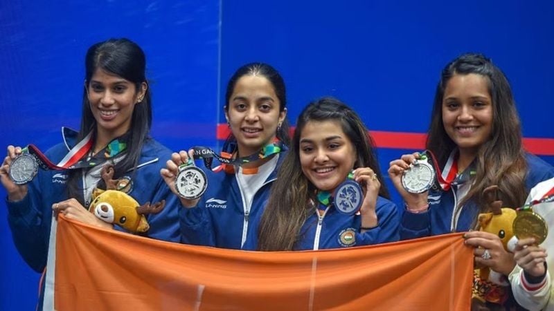 Joshna Chinappa, Tanvi Khanna, Sunayna Kuruvilla, and Dipika Pallikal at the 2018 Asian Games