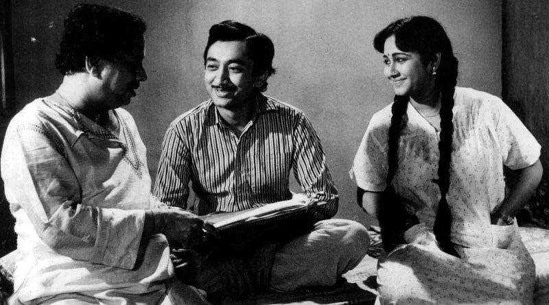 Joy Banerjee (centre) on the set of the film 