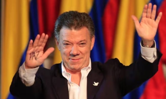 Juan Manuel Santos after winning the Presidential elections