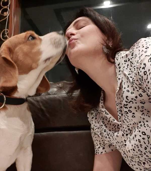 Juhi Babbar with her pet dog