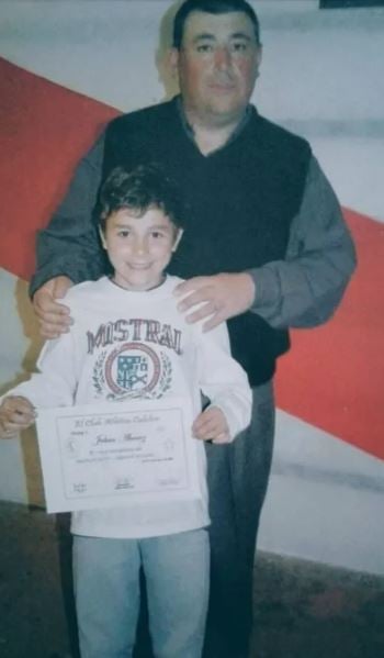 Julian Alvarez with his first coach, Hugo Rafael Varas