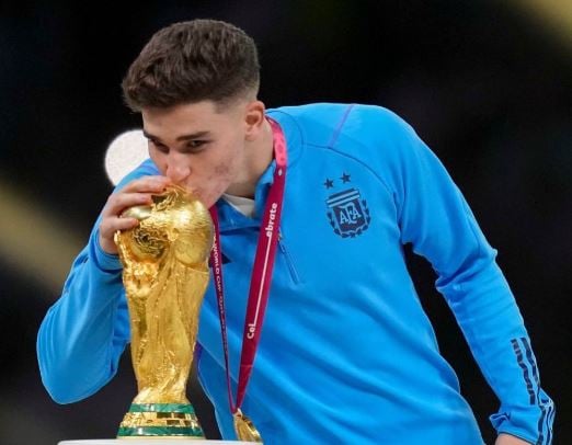 Julian Alvarez with the 2022 FIFA World Cup