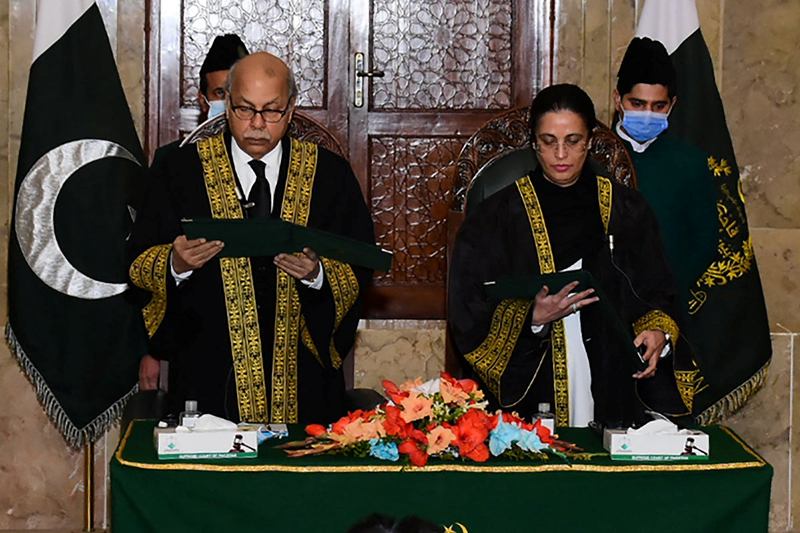 Justice Ayesha Malik taking the oath as Justice of the Supreme Court of Pakistan