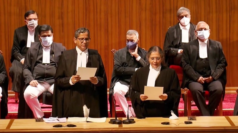 Justice Bela M Trivedi swearing in as a Judge of the Supreme Court of India in 2021