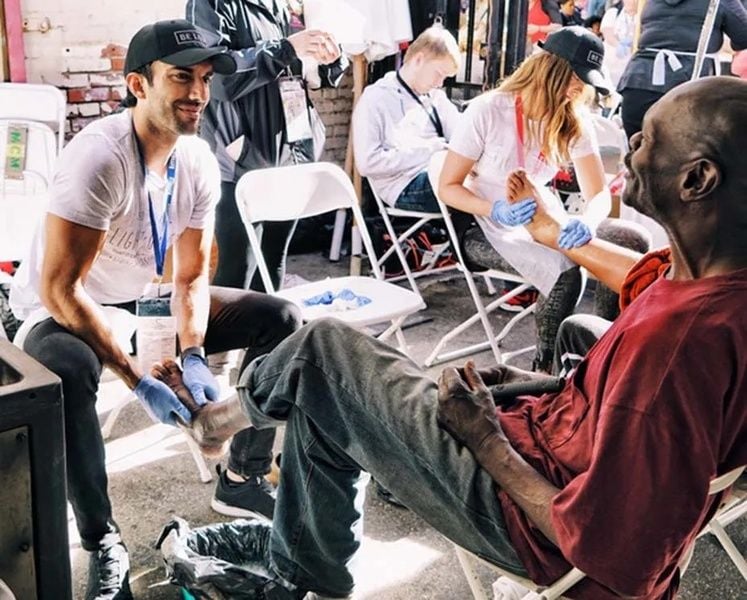 Justin Baldoni (extreme left) at the annual 