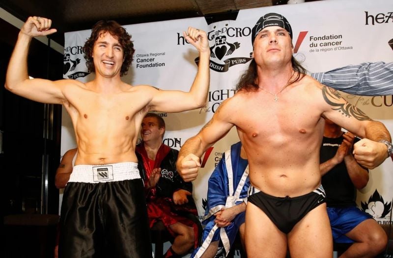 Justin Trudeau and Senator Patrick before the beginning of the official fight