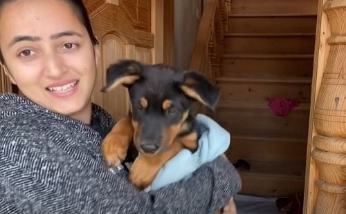 Jyotika Dilaik with her pet dog