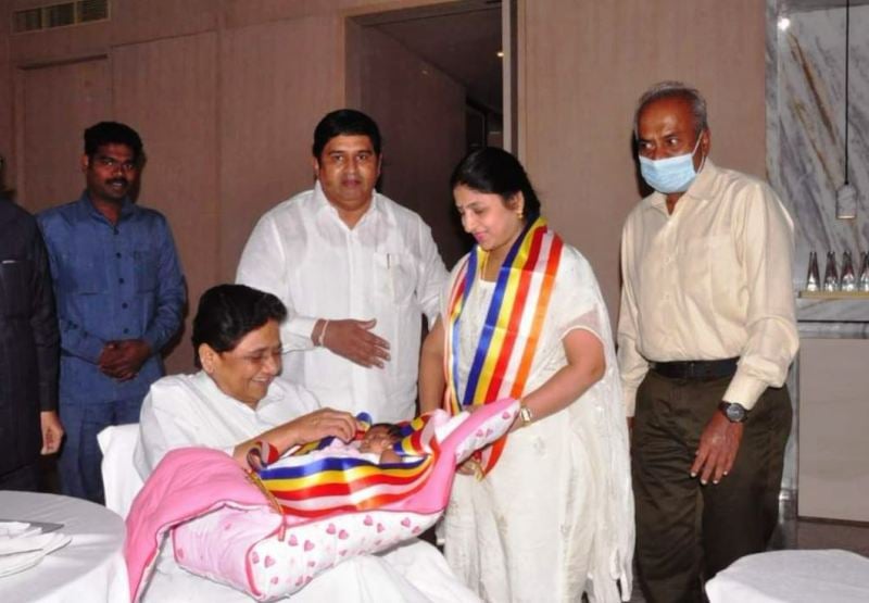 K Armstrong and K Porkodi along with their daughter and Mayawati