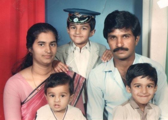 KG Abraham with his wife and children when he started his own firm in Kuwait