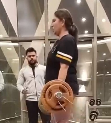 Kabita Singh while working out at a gym