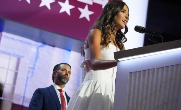 Kai Trump while delivering a speech at the Republican National Convention in Milwaukee (2024)