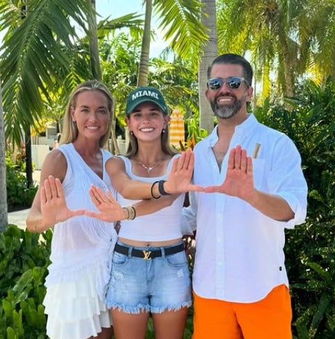 Kai Trump with her parents after announcing her verbal commitment to the University of Miami