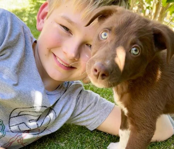 Kaido Lee Roberts with his pet dog