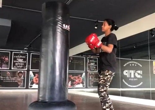 Kamakshi Bhaskarla during her workout session