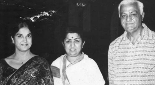 Kamini Kaushal with her husband and Lata Mangeshkar