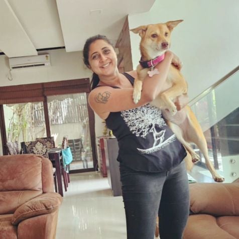 Kaniha with her pet dog Maggie
