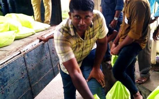 Kannan Gopinathan volunteering during the Kerala floods