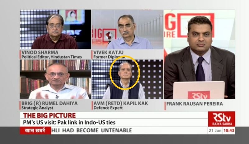 Kapil Kak in a debate show on a television news channel