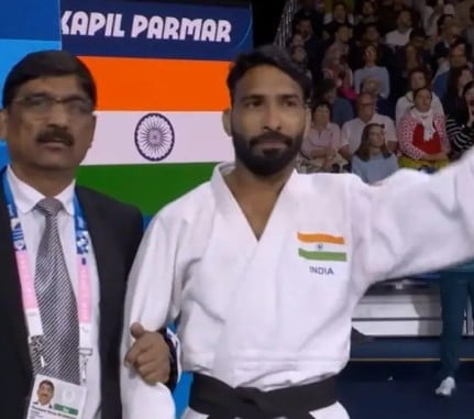 Kapil Parmar after winning India’s first-ever Paralympic medal in judo at the Paris Games (2024)