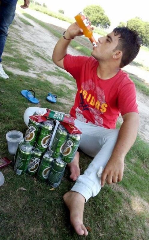 Kapil Sangwan drinking beer