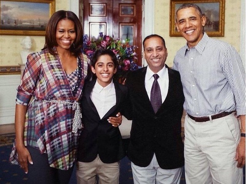 Karan Brar with Barack Obama and Michelle Obama at the White House
