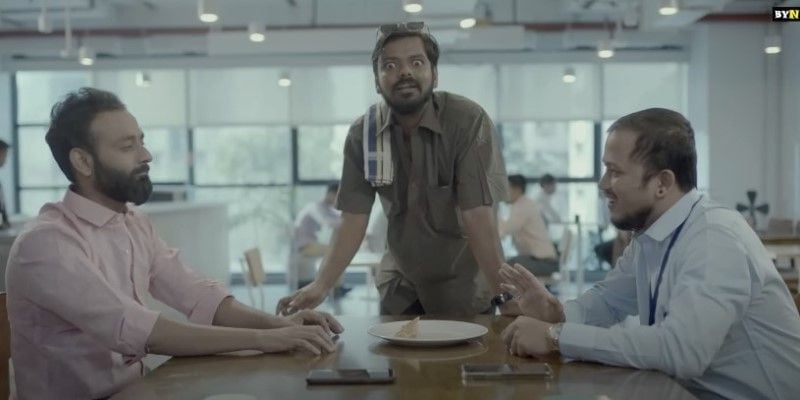 Karan Sonawane (centre) in a still from the web series 