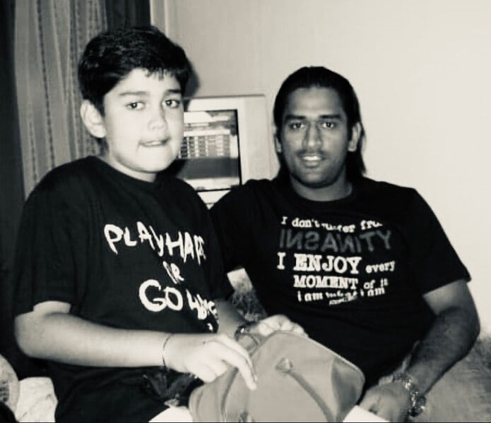 Karanvir Malhotra with M.S. Dhoni