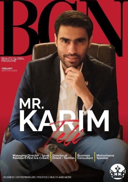 Karim Teli on the poster of the Beauty Global Network magazine