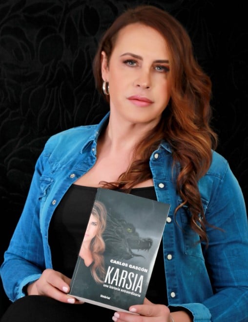 Karla Sofía Gascón while promoting her autobiography