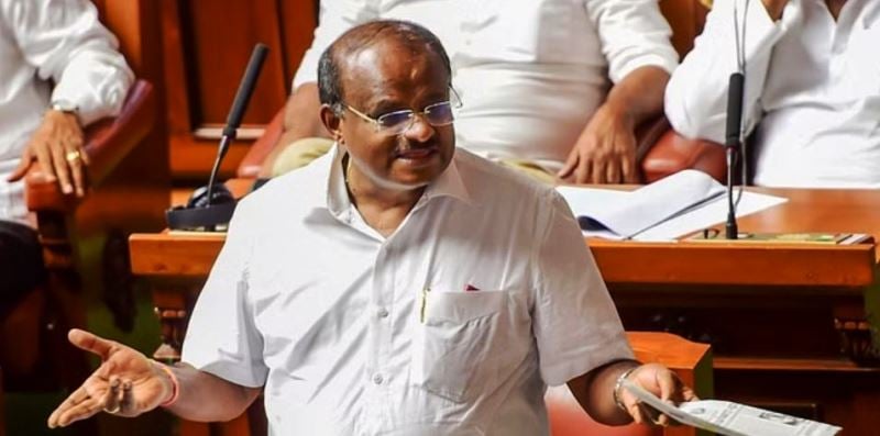 Karnataka Chief Minister HD Kumaraswamy speaking during the vote of confidence in the Assembly Session at Vidhana Soudha in Bengaluru on 23 July 2019