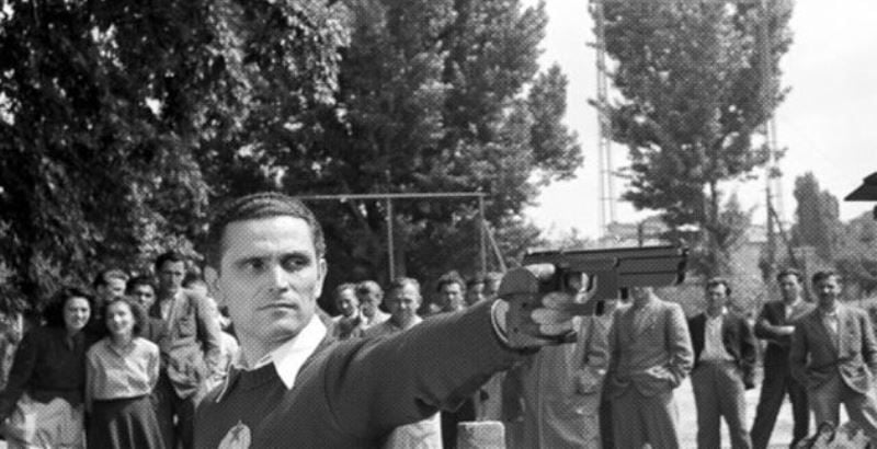 Károly Takács during a shooting competition
