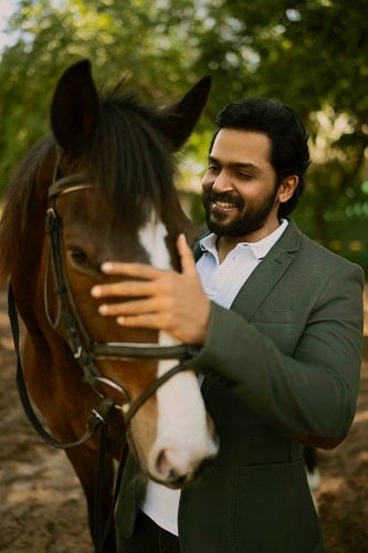 Karthi with a horse