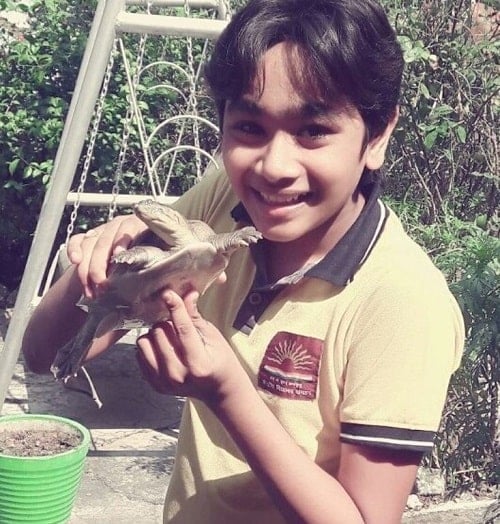Kartikey Malviya with his pet tortorise