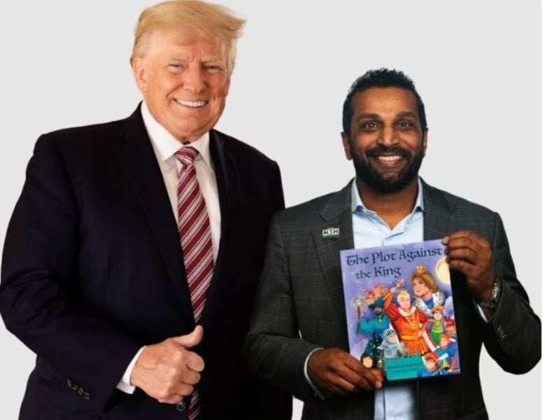 Kash Patel with Donald Trump promoting the book, The Plot Against The King