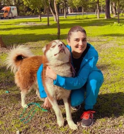 Kashmala Tariq with her pet dog Duke