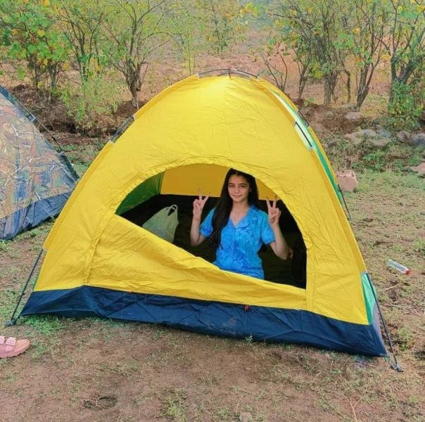 Kashvi Kothari while camping