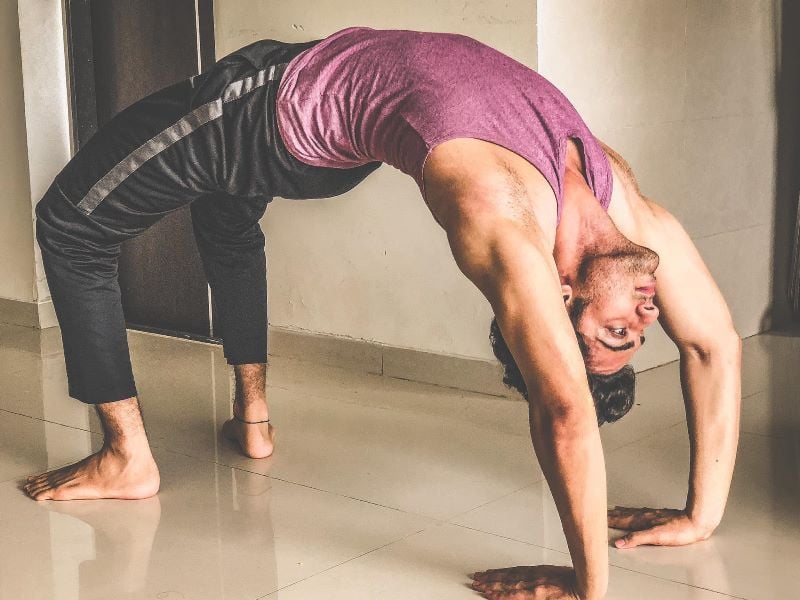 Kashyap Barbhaya while working out at his home