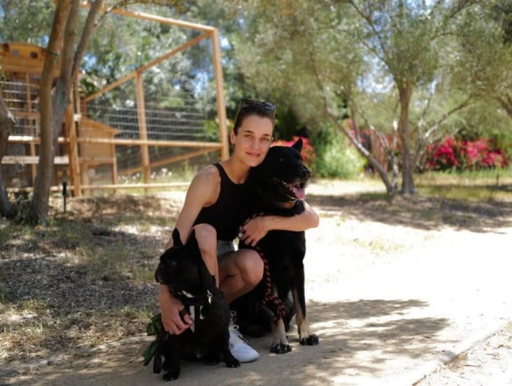Kate Harrison with her dogs